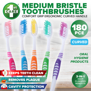1st Care 180PCE Toothbrushes Medium Bristles Assorted Colours
