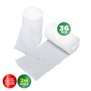 1st Care 36PCE Elastic Gauze Bandages 3 Sizes Re-Usable Washable Stretchy