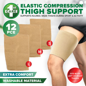 1st Care 12PCE Elastic Compression Thigh Supports Breathable Flexible 3 Sizes