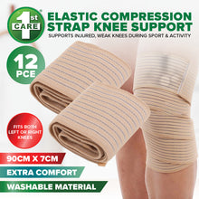 Load image into Gallery viewer, 1st Care 12PCE Elastic Compression Strap Knee Supports Adjustable 7 x 90cm
