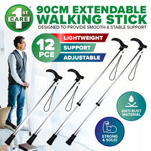 Load image into Gallery viewer, 1st Care 12PCE 90cm Height Adjustable Walking Stick Wrist Strap Handle
