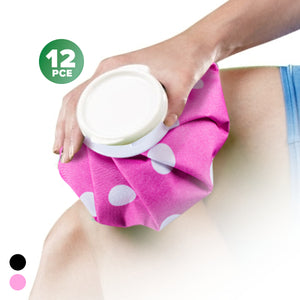 1st Care 12PCE PVC Ice Bags Reusable Waterproof Soft Fabric Polka Dots 15cm
