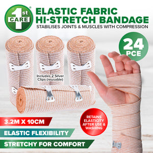 1st Care 24PCE Elastic Bandages Flexible Stretchy Reusable Washable 3.2m