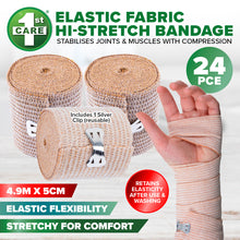 Load image into Gallery viewer, 1st Care 24PCE Bandage Elastic Fabric Flexible Stretchy Washable 4.9m x 5cm
