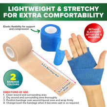 Load image into Gallery viewer, 1st Care 12PCE Adhesive Fabric Bandage Rolls Flexible Lightweight 4.5m
