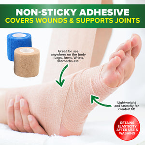 1st Care 12PCE Adhesive Fabric Bandage Rolls Flexible Lightweight 4.5m