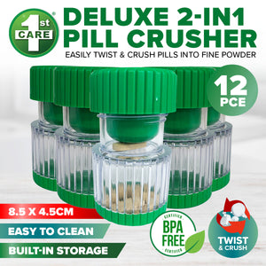 1st Care 12PCE Pill Crusher Built-In Storage Compartment Easy Twist System