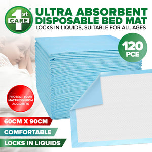 1st Care 120PCE Disposable Bed Mats Ultra Absorbent Waterproof 60 x 90cm
