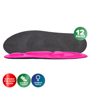 1st Care 12 Pairs Women 3D Insole Joint Padding Arch Support Heel Cushioning