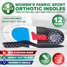 Load image into Gallery viewer, 1st Care 12 Pairs Women&#39;s 3D Orthotic Sport Insole Heel Arch Forefoot Support
