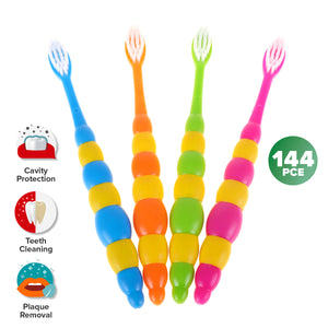 1st Care 144PCE Kids Toothbrushes Soft Bristles Easy Grip Assorted Colours