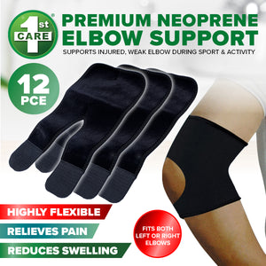 1st Care 12PCE Premium Quality Neoprene Elbow Supports Adjustable Flexible