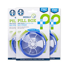Load image into Gallery viewer, 1st Care 12PCE Weekly Rotating Push Button Spin Pill Box Compact 9cm

