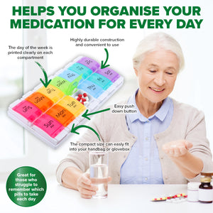 1st Care 12PCE Weekly Pill Organiser Large AM/PM Compartments 11.5 x 22.5cm