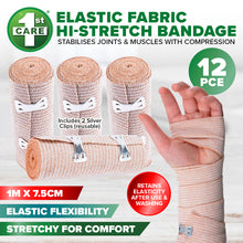 Load image into Gallery viewer, 1st Care 12PCE Elastic Bandages Flexible Stretchy Reusable Washable 1m
