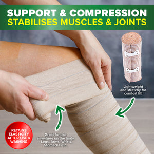1st Care 12PCE Elastic Bandages Flexible Stretchy Reusable Washable 1m