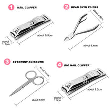 Load image into Gallery viewer, 12 Pcs/set Manicure Pedicure Kit Nail Clippers Professional Grooming Kit
