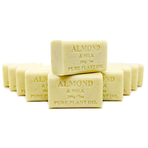 [10 x pack] 200g Plant Oil Soap Almond and Milk Scent Pure Vegetable Base Bar Australian
