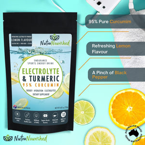 Electrolyte Powder & 95% Pure Organic Curcumin - Lemon Flavour
