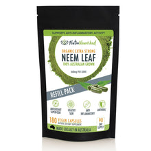 Load image into Gallery viewer, REFILL BAG - Neem Leaf Capsules Organic Pure - 180 Vegan Capsules
